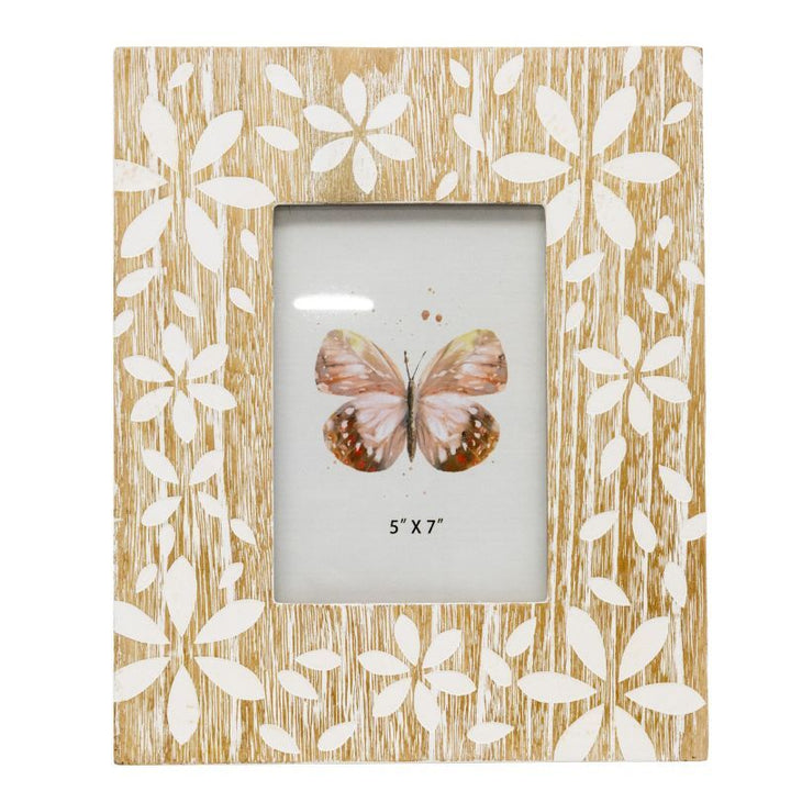 Willow &amp; Silk 5x7" Photo Frame Flowers Design 23x2x29cm Whitewash