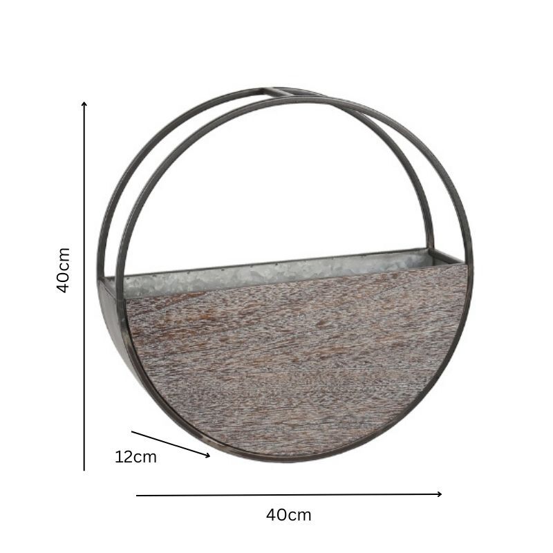 Willow &amp; Silk 40cm Timber Elemental Wall Planter 40x40x12cm