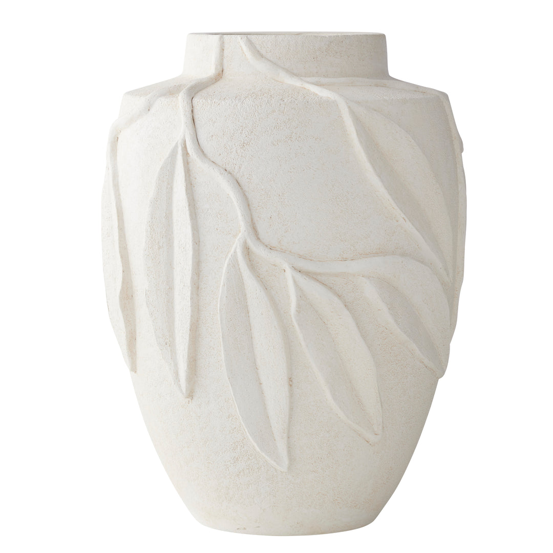 Willow &amp; Silk Gum Leaf White Vase 30x30x40cm