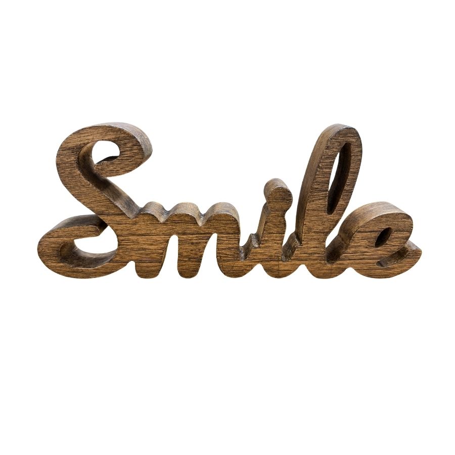 Willow &amp; Silk Wooden Smile Sign 30x2.5x13.5cm