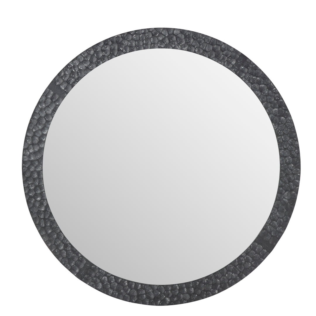 Willow &amp; Silk Textured Round Black Mirror 80x2.5cm