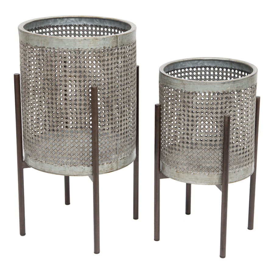 Willow &amp; Silk Nested Artisan Stilted Planter Stands Set of 2
