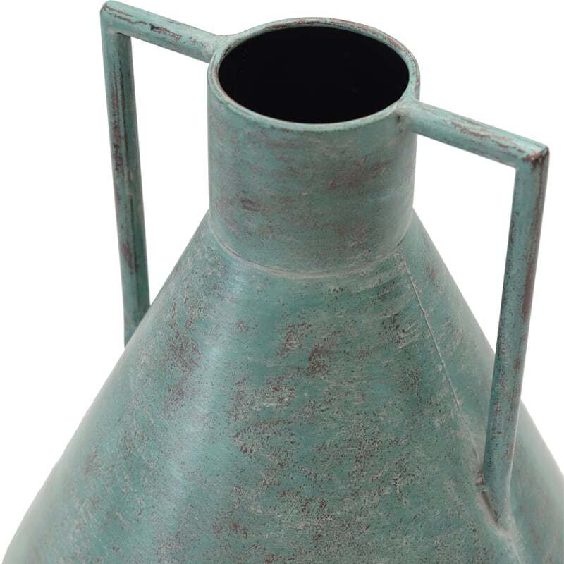 Willow &amp; Silk Vintage Metal 32cm Aqua Urn Pot/Planter/Ornament w/ Handle