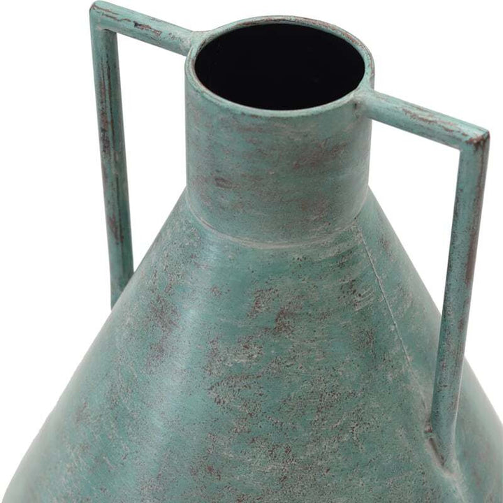 Willow &amp; Silk Vintage Metal 32cm Aqua Urn Pot/Planter/Ornament w/ Handle
