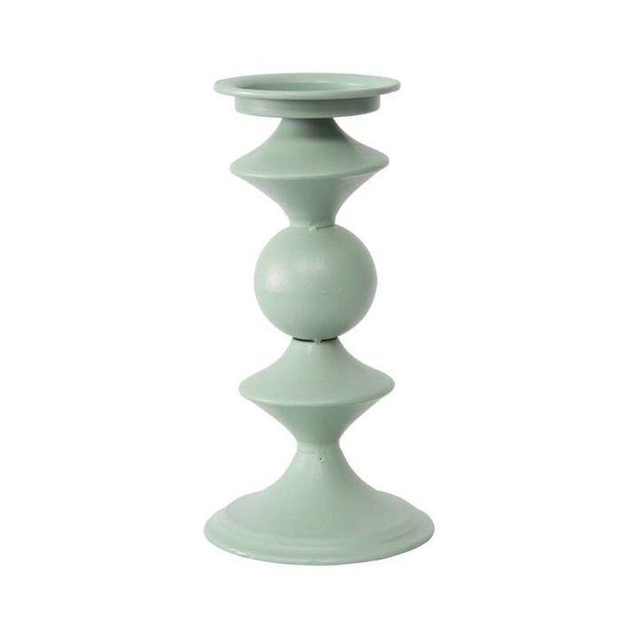 Willow &amp; Silk Metal 27cm Teal Geo Pillar Candle Holder
