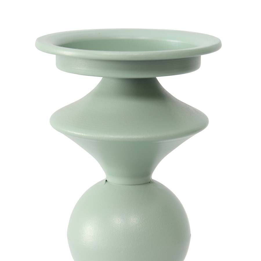 Willow &amp; Silk Metal 27cm Teal Geo Pillar Candle Holder