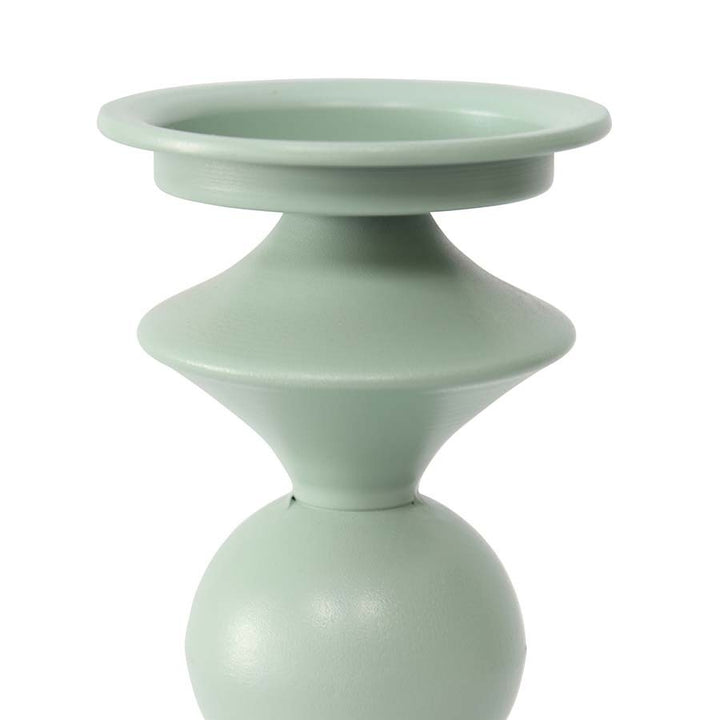 Willow &amp; Silk Metal 27cm Teal Geo Pillar Candle Holder
