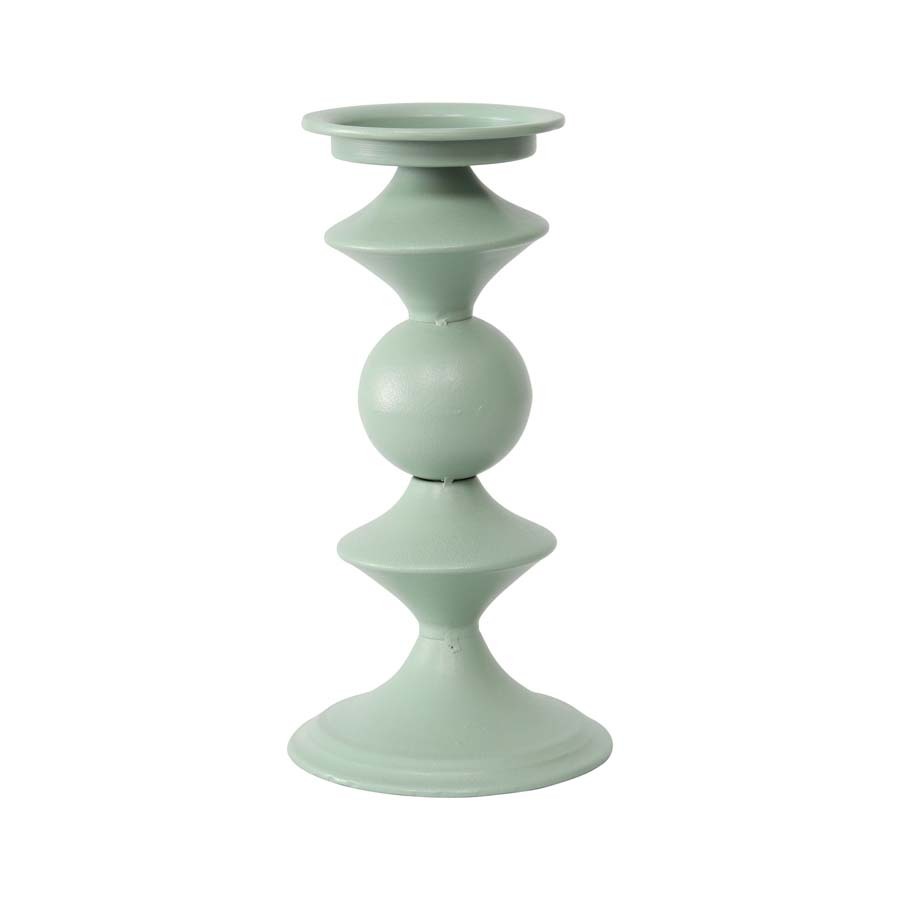 Willow &amp; Silk Metal 27cm Teal Geo Pillar Candle Holder