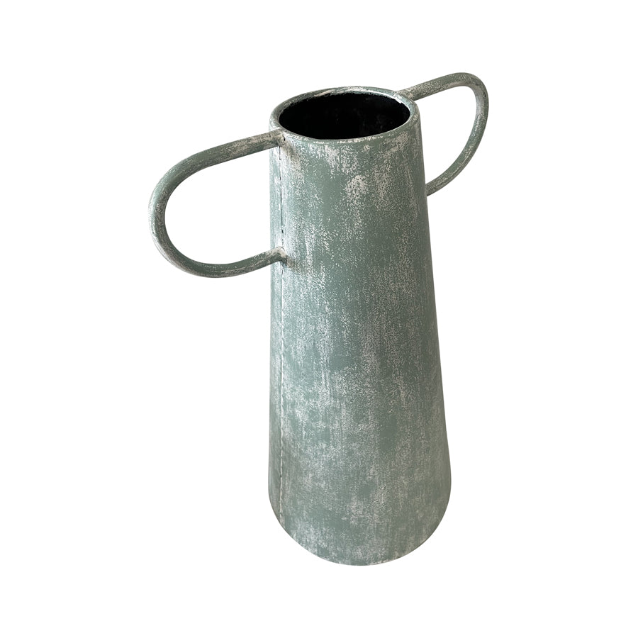 Willow &amp; Silk Metal 46cm Acqa Green Coastal Vase/Pot/Planter w/Handles