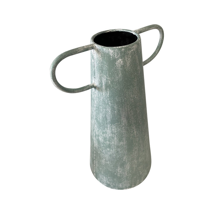 Willow &amp; Silk Metal 46cm Acqa Green Coastal Vase/Pot/Planter w/Handles