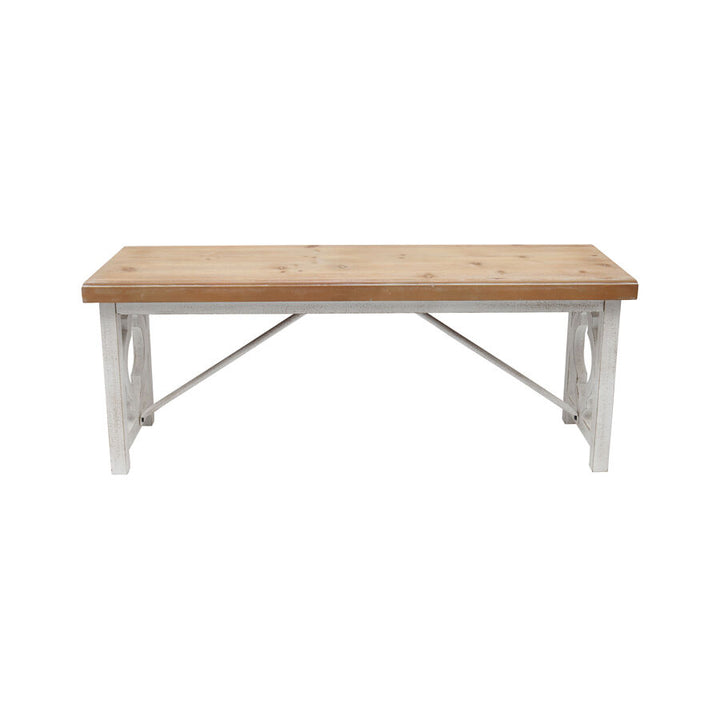 Willow &amp; Silk Wooden Bench Hamptons - Natural / Distressed Gold 112cm