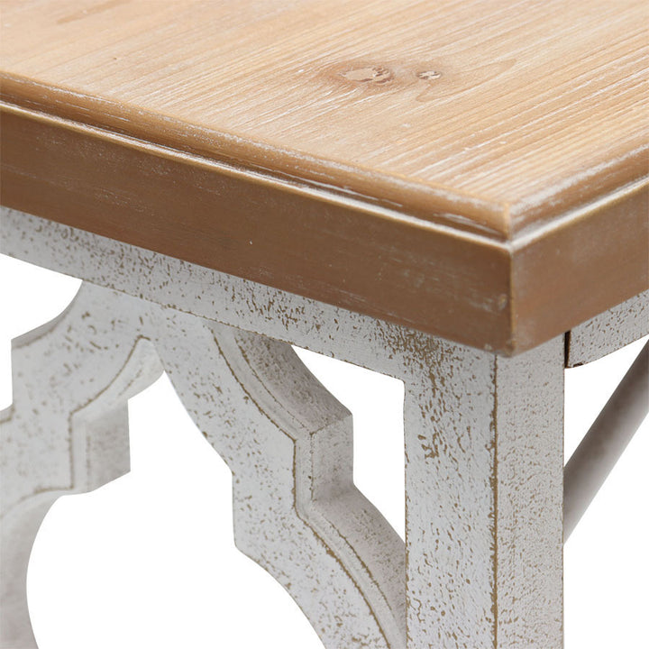 Willow &amp; Silk Wooden Bench Hamptons - Natural / Distressed Gold 112cm