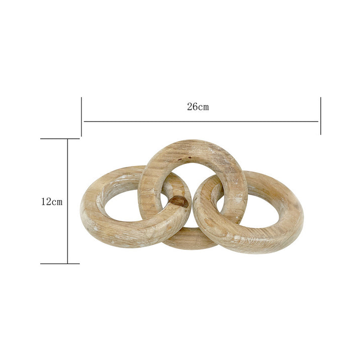 Willow &amp; Silk Handmade Wooden 22cm 3-Circle Chain Link Ornament