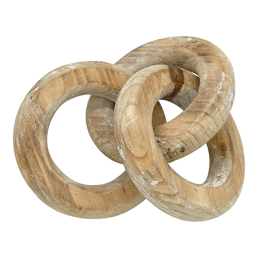 Willow &amp; Silk Handmade Wooden 22cm 3-Circle Chain Link Ornament