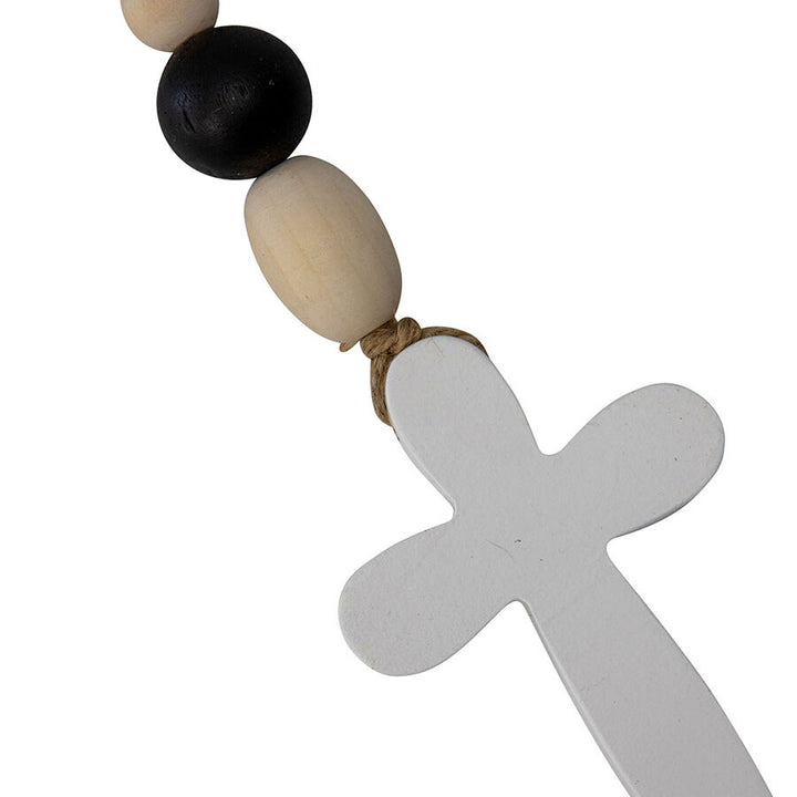 Willow &amp; Silk Handmade Wooden 76cm Beaded Ornament w/Cross