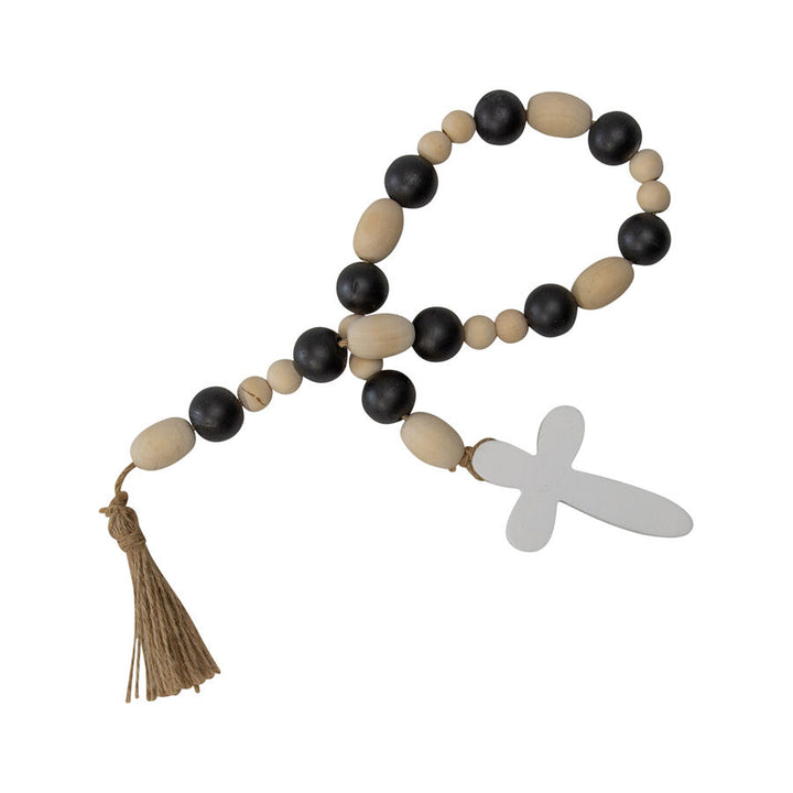 Willow &amp; Silk Handmade Wooden 76cm Beaded Ornament w/Cross