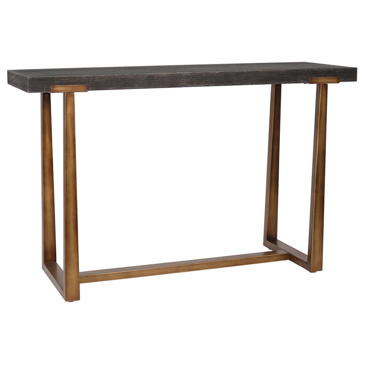 Willow &amp; Silk Metal 120cm Golden Lustre Wooden Top Console/Hallway Table