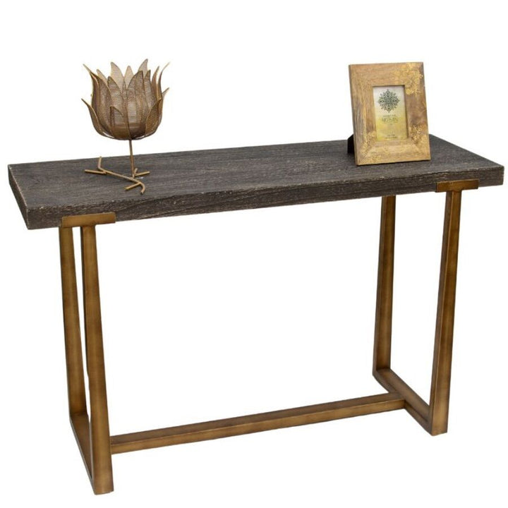 Willow &amp; Silk Metal 120cm Golden Lustre Wooden Top Console/Hallway Table