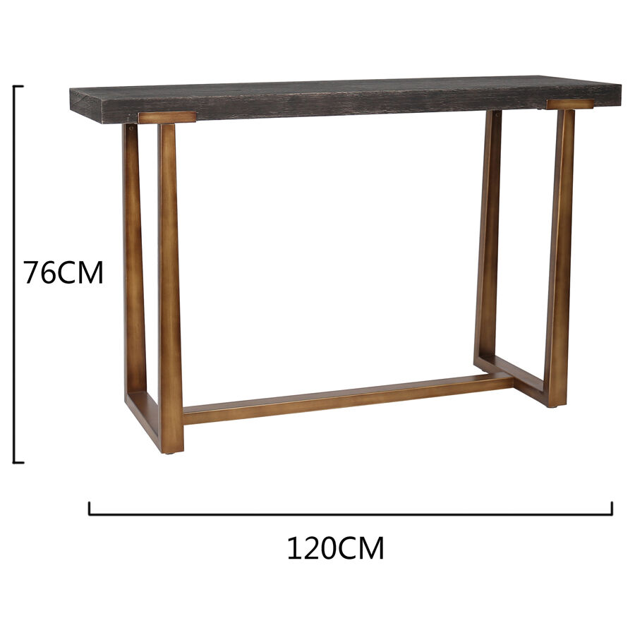 Willow &amp; Silk Metal 120cm Golden Lustre Wooden Top Console/Hallway Table