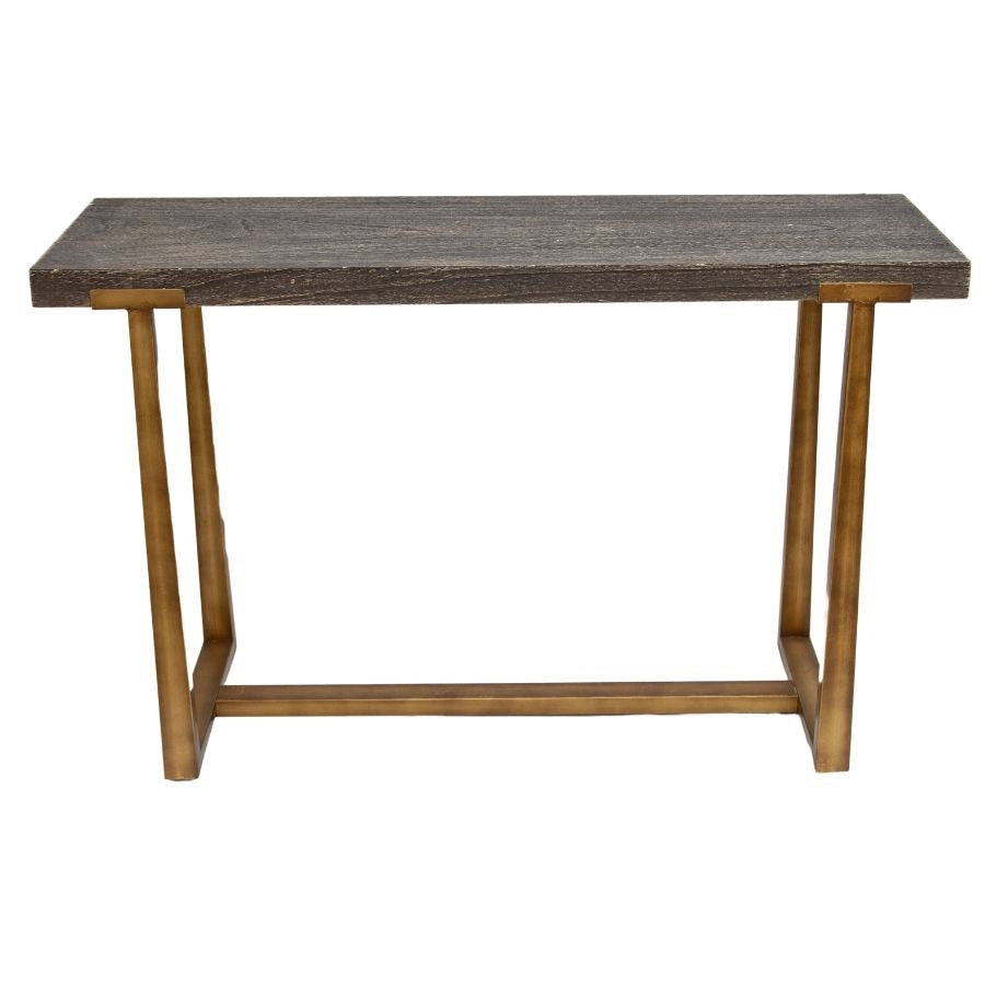 Willow &amp; Silk Metal 120cm Golden Lustre Wooden Top Console/Hallway Table