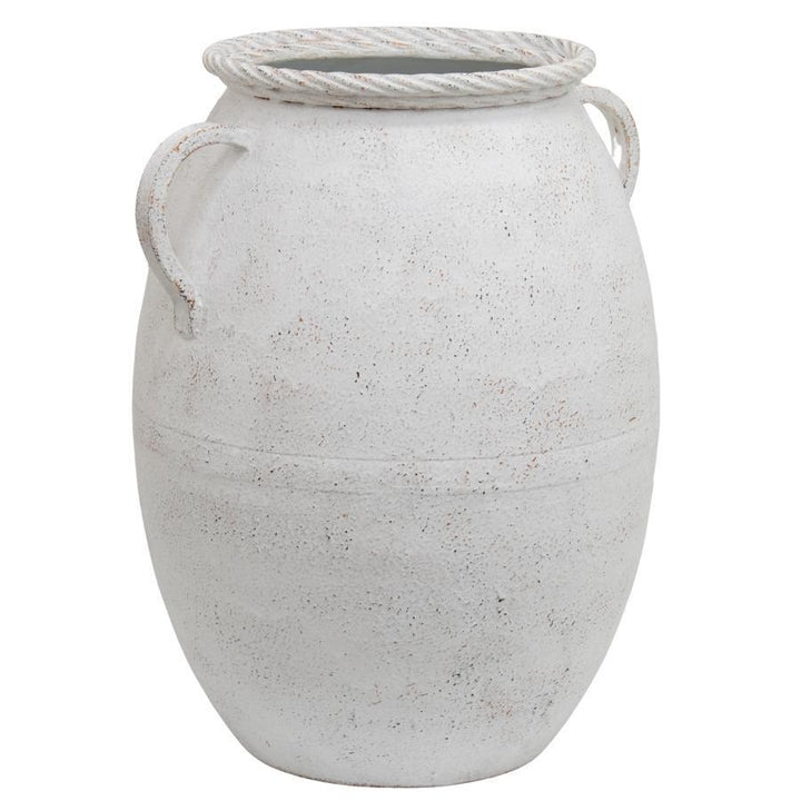 Willow &amp; Silk Metal 42cm White 2-Handle Garden Flower Pot/Vase/Planter