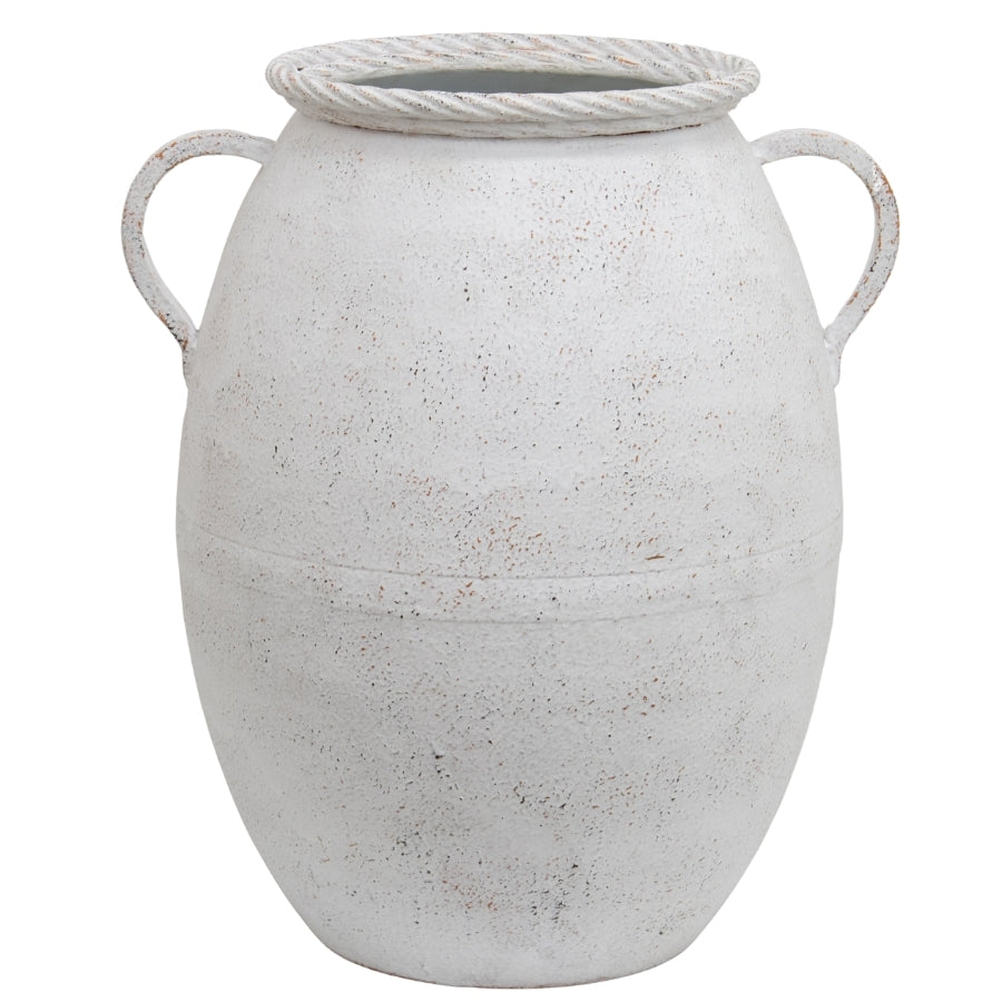 Willow &amp; Silk Metal 42cm White 2-Handle Garden Flower Pot/Vase/Planter
