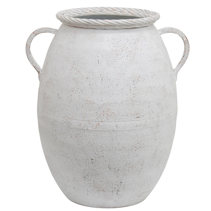 Willow &amp; Silk Metal 42cm White 2-Handle Garden Flower Pot/Vase/Planter
