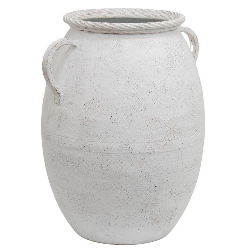 Willow &amp; Silk Metal 42cm White 2-Handle Garden Flower Pot/Vase/Planter