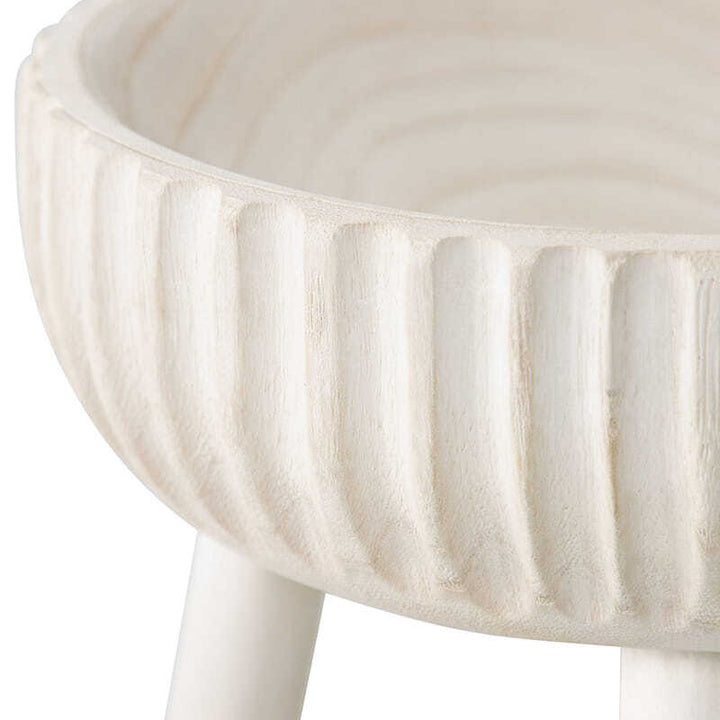 Willow &amp; Silk Wooden 27cm White 3-Legged Fruit/Snacks Serving Bowl