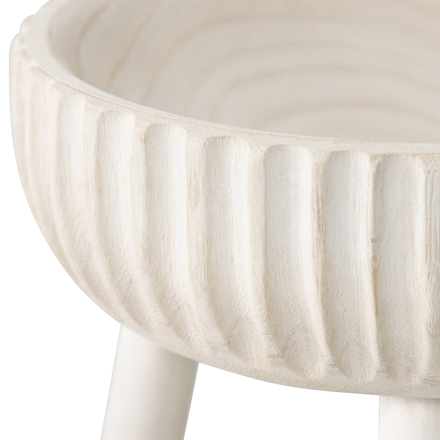 Willow &amp; Silk Wooden 27cm White 3-Legged Fruit/Snacks Serving Bowl