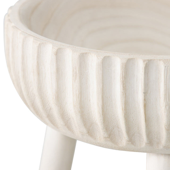 Willow &amp; Silk Wooden 27cm White 3-Legged Fruit/Snacks Serving Bowl