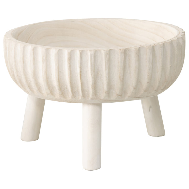 Willow &amp; Silk Wooden 27cm White 3-Legged Fruit/Snacks Serving Bowl
