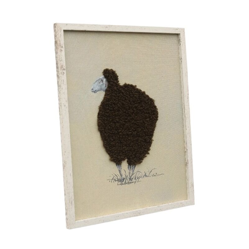 Willow &amp; Silk Cuddly Sheep Hand-Made Framed Canvas Wall Art 40x2.5x50cm