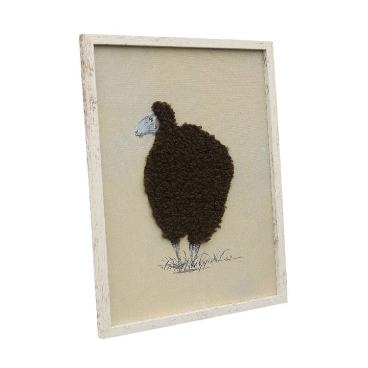 Willow &amp; Silk Cuddly Sheep Hand-Made Framed Canvas Wall Art 40x2.5x50cm