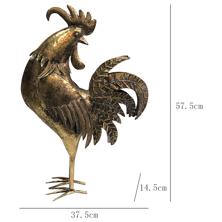 Willow &amp; Silk Metal 58cm Golden Proud Garden Rooster/Animal Facing Back