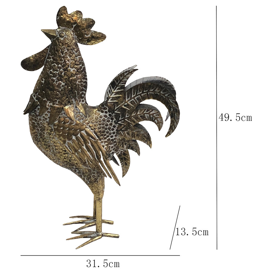 Willow &amp; Silk Metal 49cm Golden Chook/Rooster Animal Garden Statue/Figurine