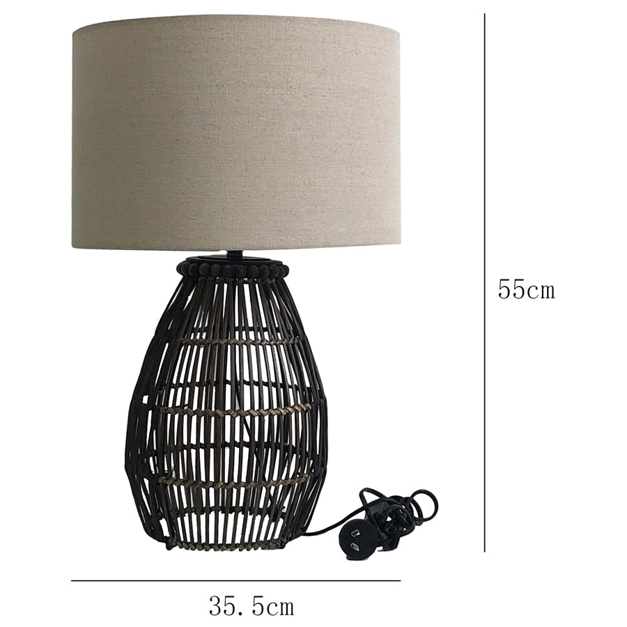 Willow &amp; Silk Rattan 56cm Sofa/Bedside Table/Desk Lamp