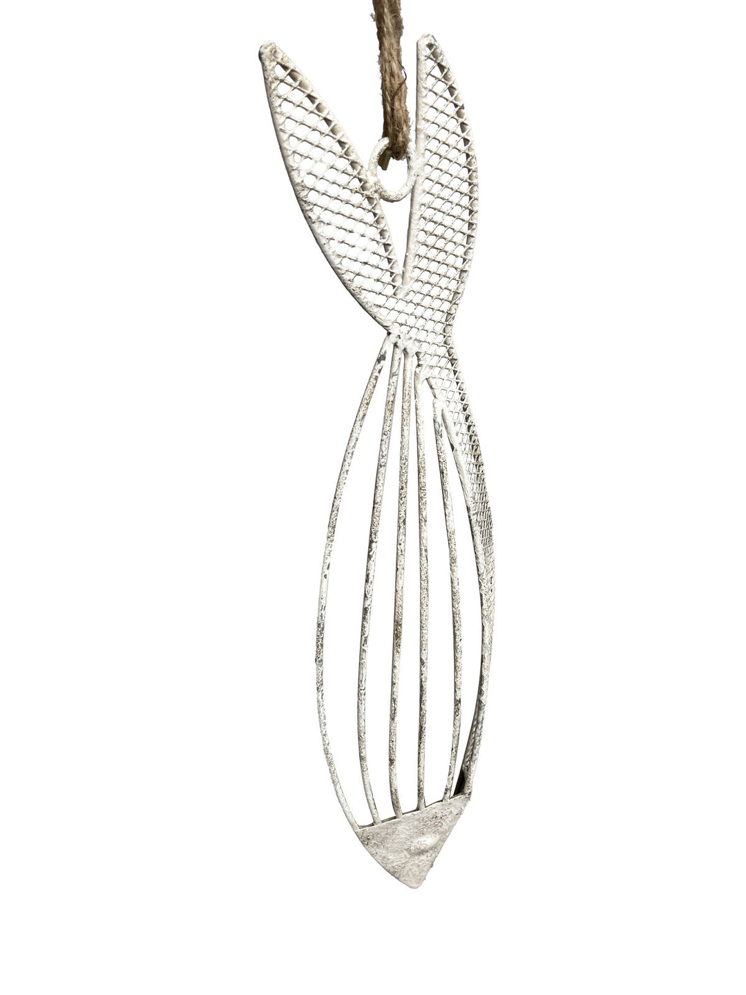 Willow &amp; Silk Metal 52cm Hanging Whitewash Fish w/Rope Ornament