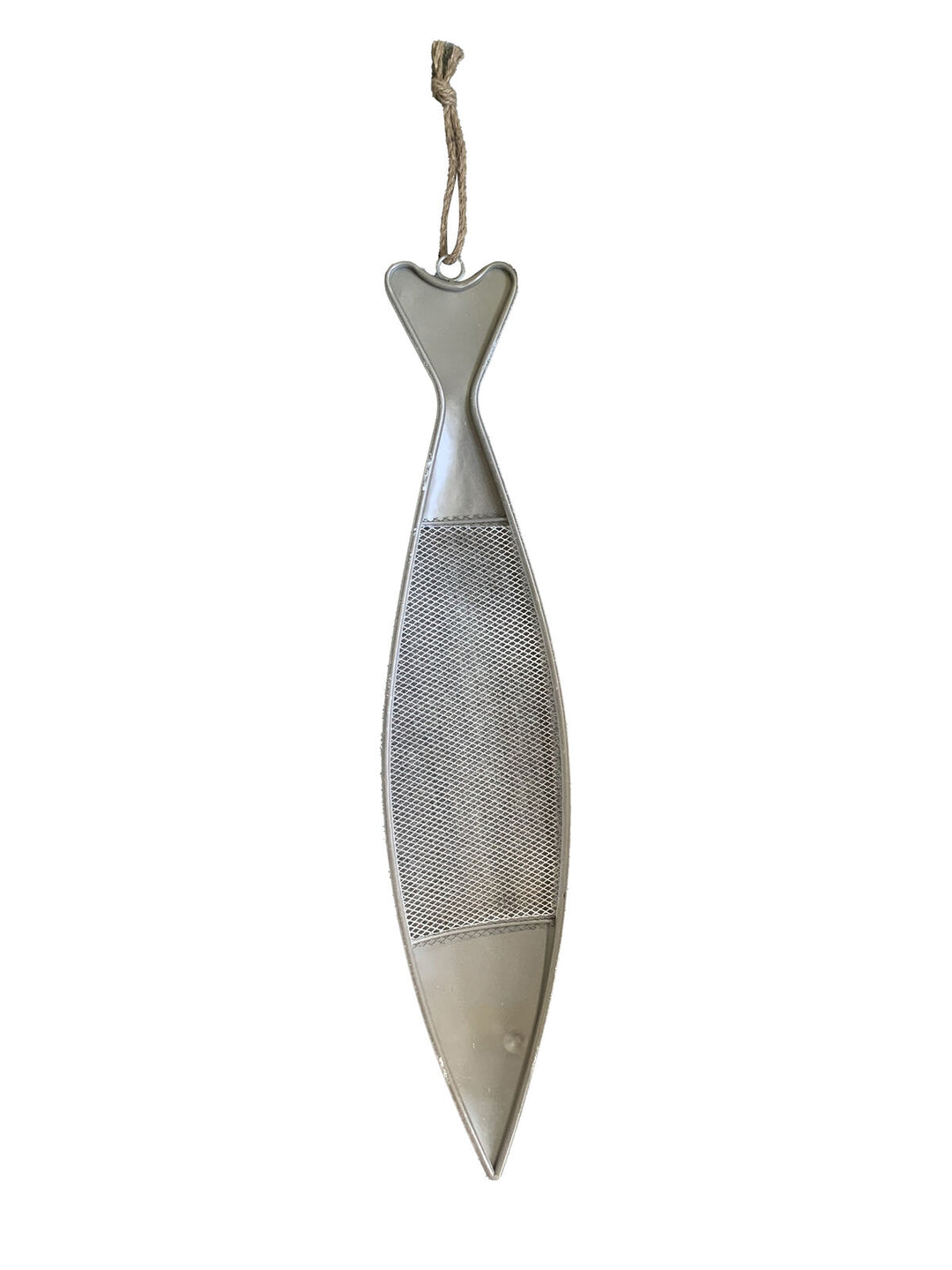Willow &amp; Silk Metal 90cm Hanging White/Natural Fish w/Rope Ornament