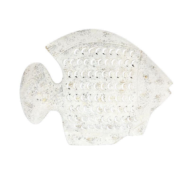 Willow &amp; Silk Metal 49cm White Fish with Scales Wall Art