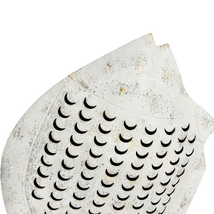 Willow &amp; Silk Metal 49cm White Fish with Scales Wall Art