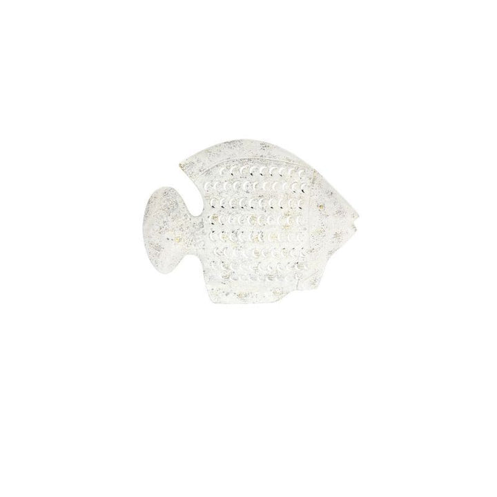 Willow &amp; Silk Metal 40cm White Fish with Scales Wall Art