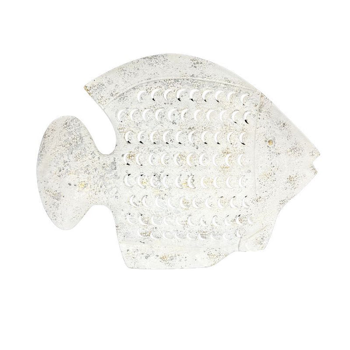 Willow &amp; Silk Metal 40cm White Fish with Scales Wall Art
