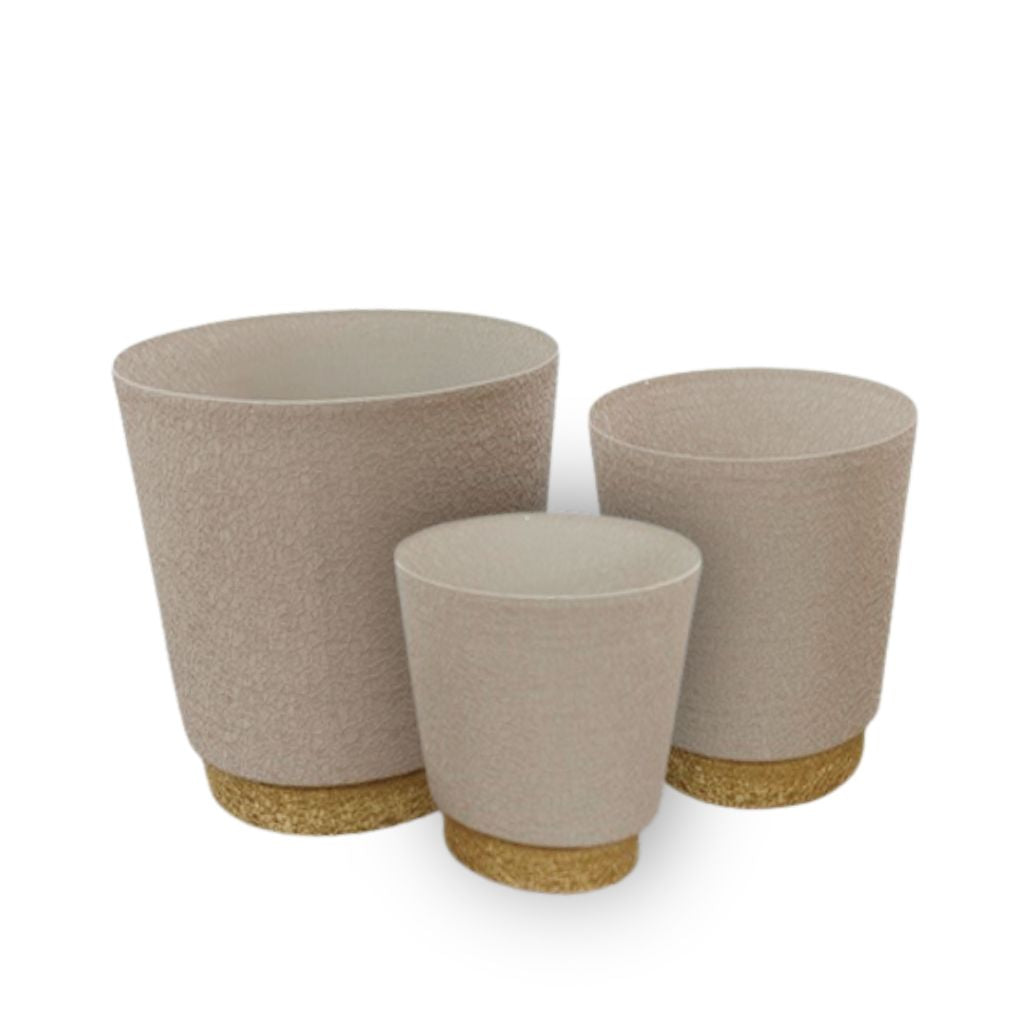 Willow &amp; Silk Set of 3 Taupe and Gold Metal Planters 22x17.3