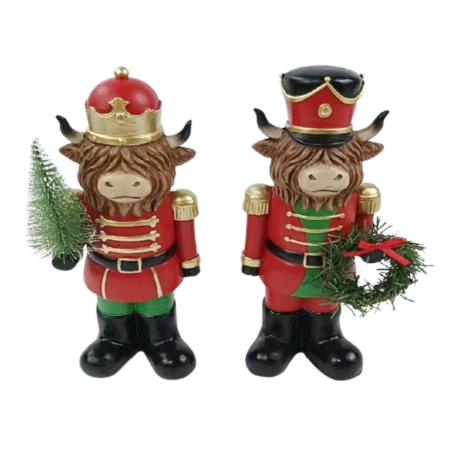 Willow &amp; Silk Highland Cow Nutcracker-2asst  - 9.00*6.00*21.20
