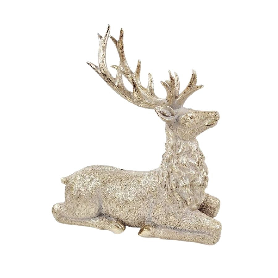 Willow &amp; Silk Grand Gold Sitting Deer - 30.00*11.80*32.30