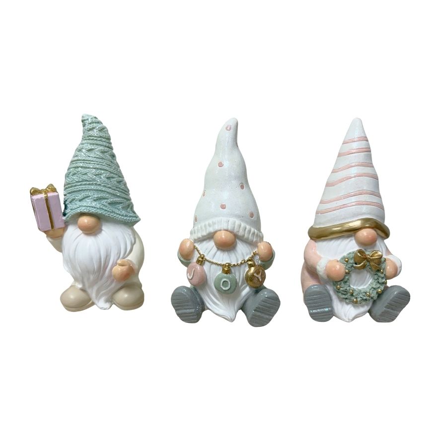 Willow &amp; Silk Pastel Sitting Gnomes-3asst - 9.00*8.00*16.70