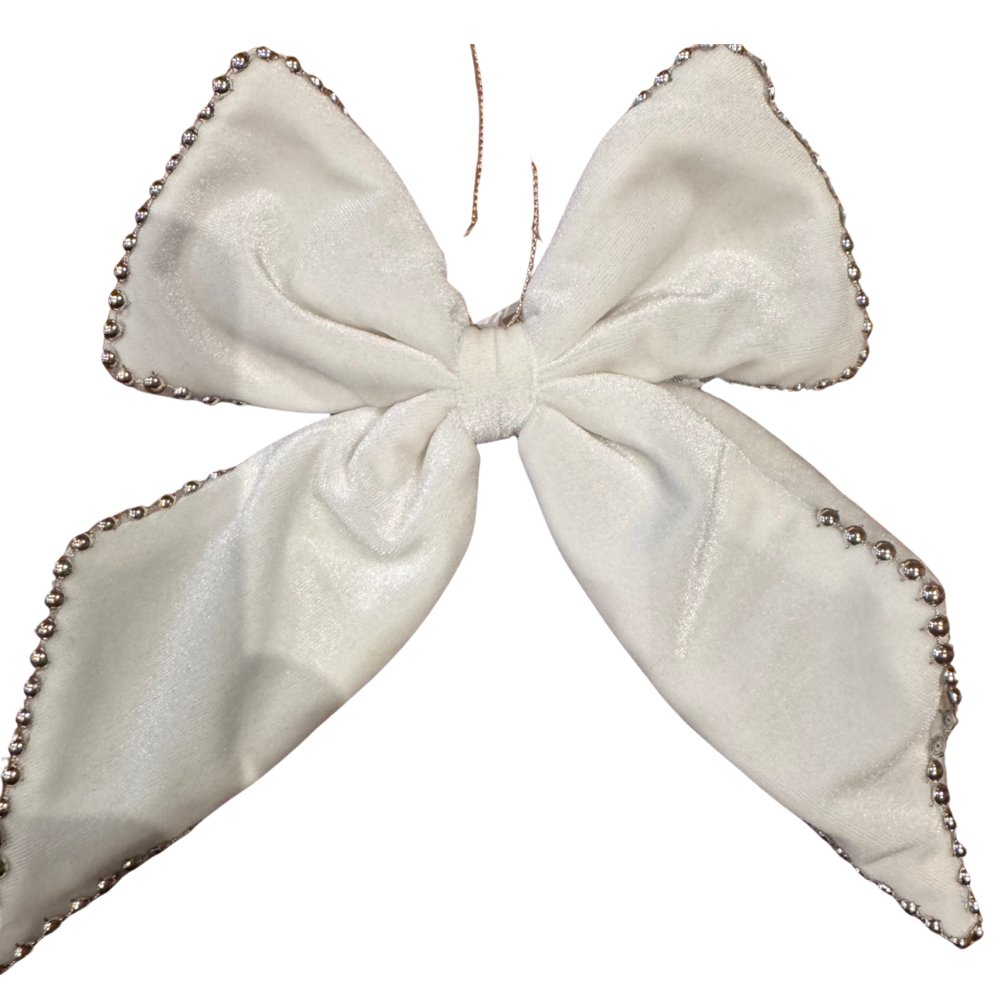 Willow &amp; Silk White Velvet Bow Medium