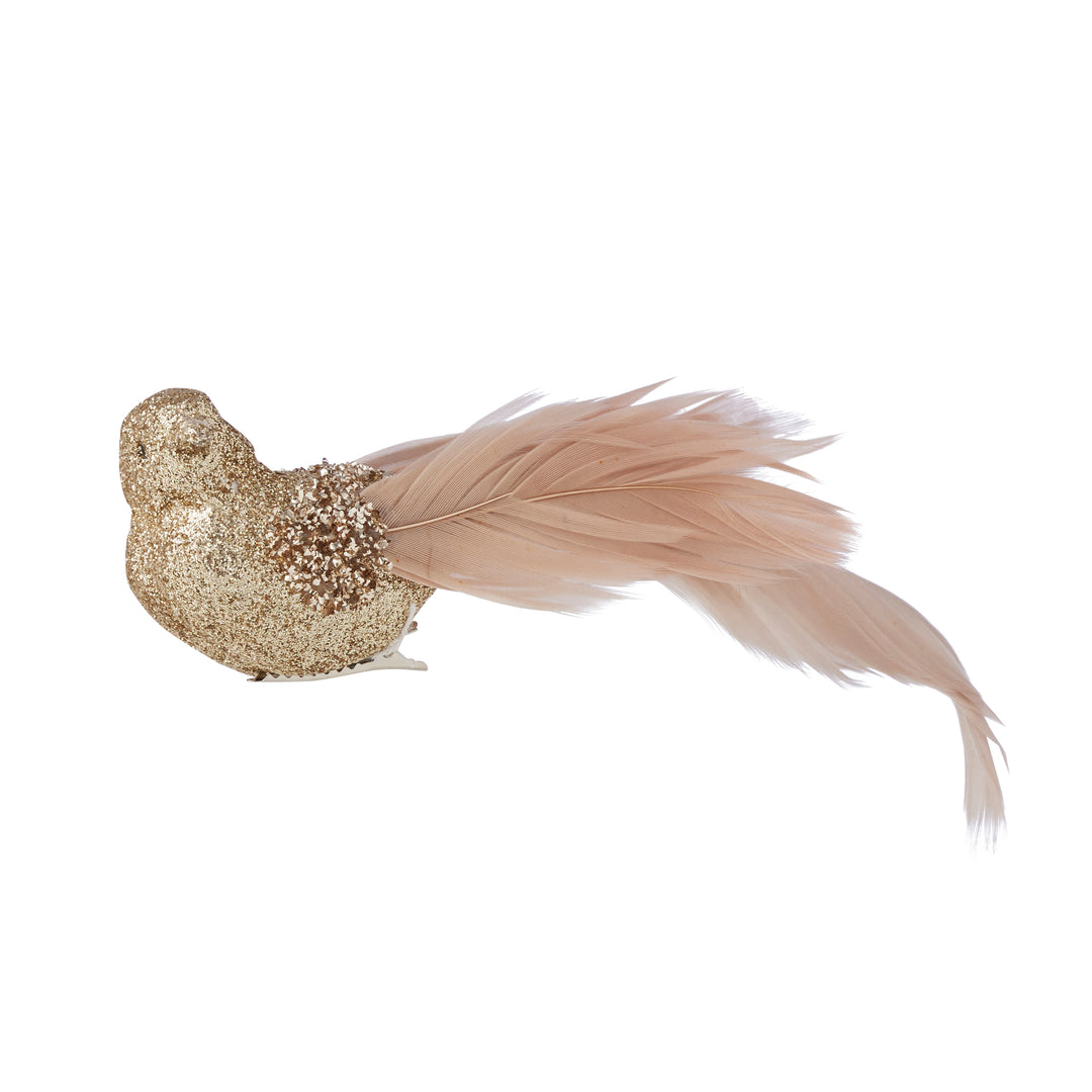 Willow &amp; Silk Gold Glitter Xmas Bird