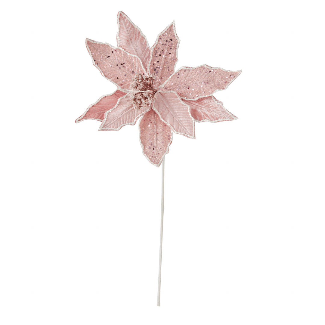 Willow &amp; Silk Sarah Pink/Wh Sparkle Xmas Flower 31cm